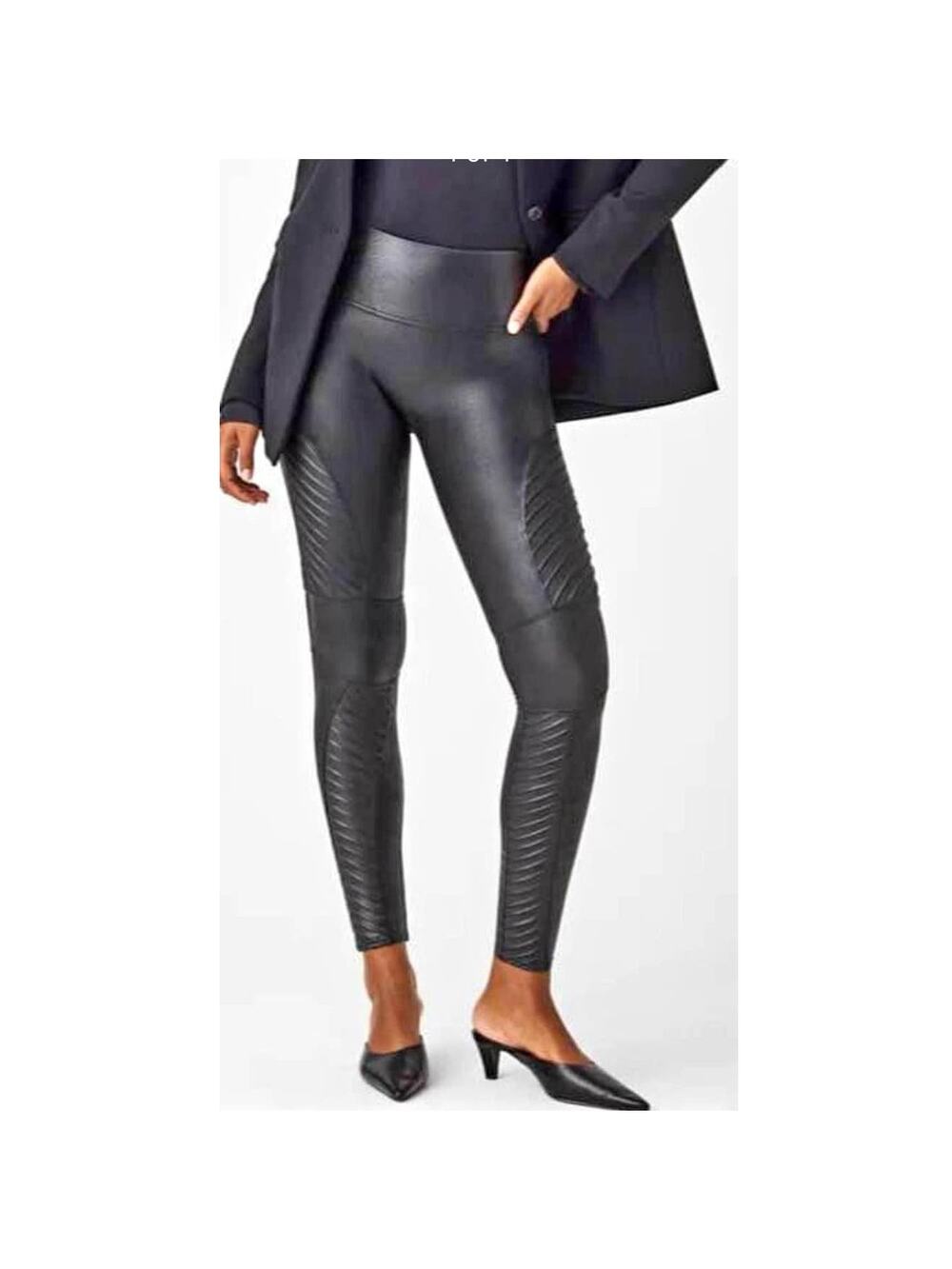 Spanx shapewear black faux leather moto leggings - XS